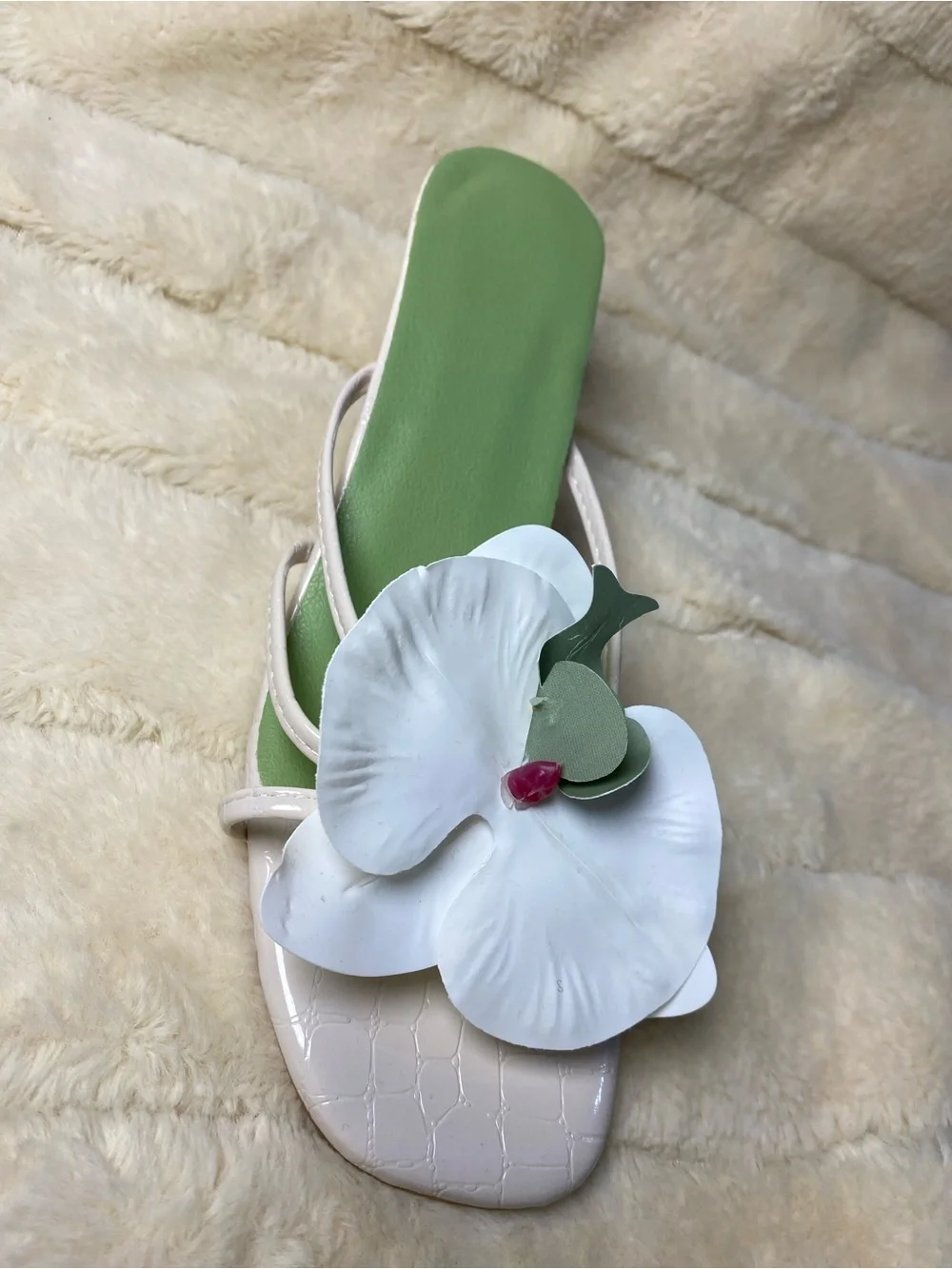 Women's Pink or green Floral Strap Heeled Sandals